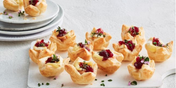 Quick chicken, cranberry and brie canapes