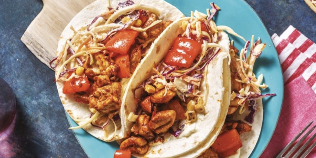 Portuguese Chicken Tacos with Charred Corn Slaw