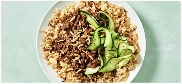 Reduced-Carb Middle Eastern Lamb with Cauliflower 'Rice' and Almonds