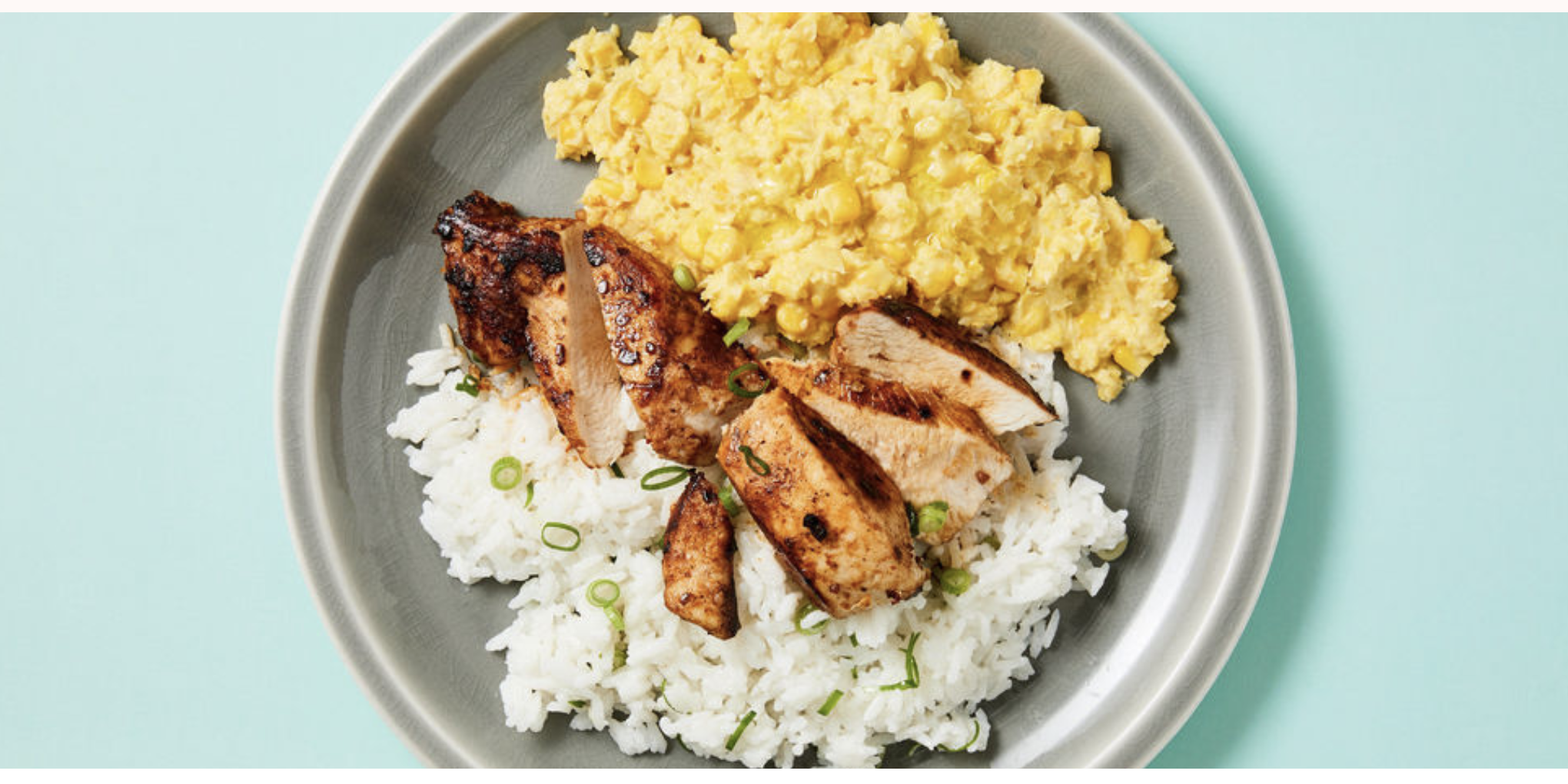 Jamaican Jerk Chicken with Coconut Rice and Creamed Corn